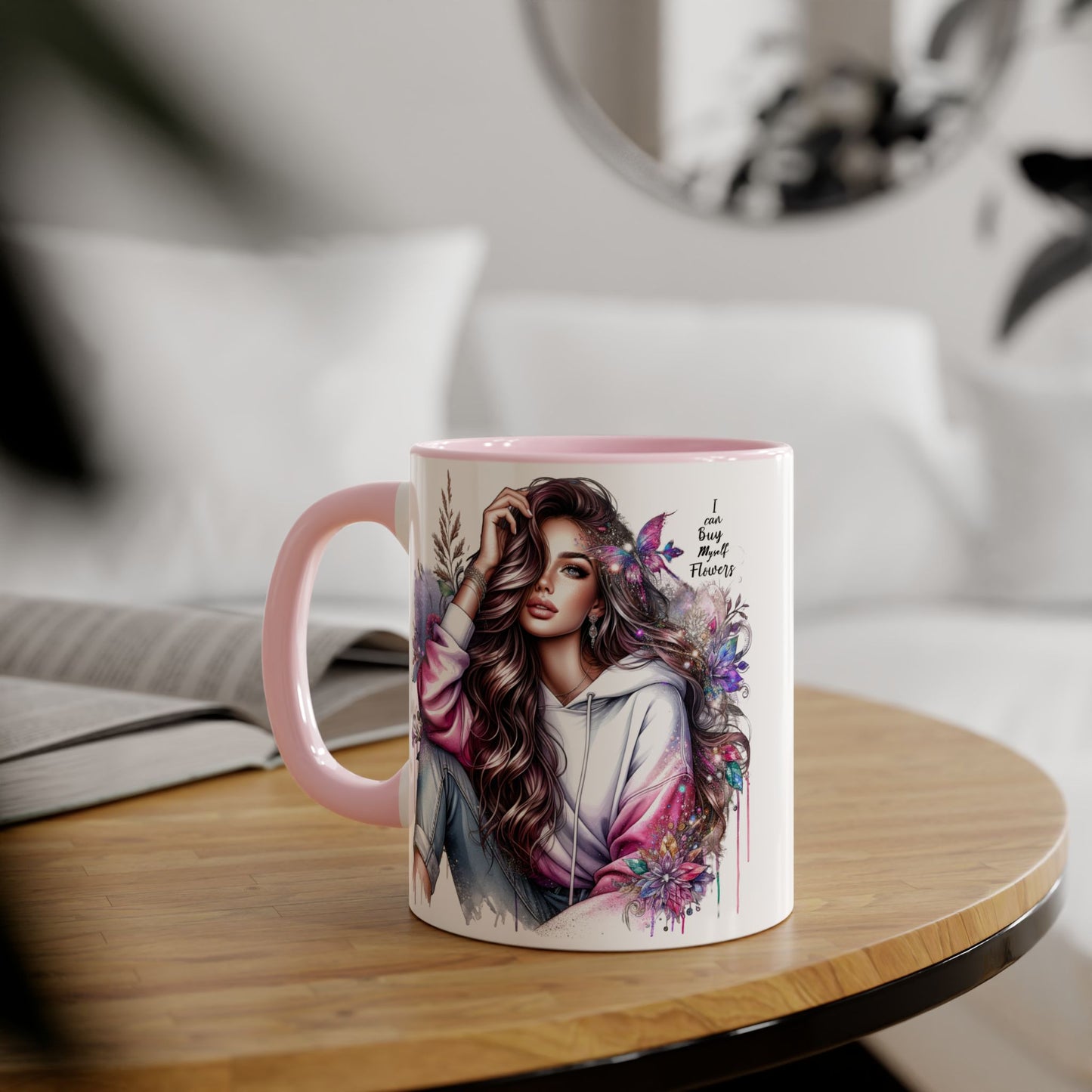 I Can Buy Myself Flowers Artistic Floral Accent Mug | I Keep My Hopes + Dreams, Coffee Cup for Gifts, Home Decor, Birthdays, Self-Care, Tea Lovers