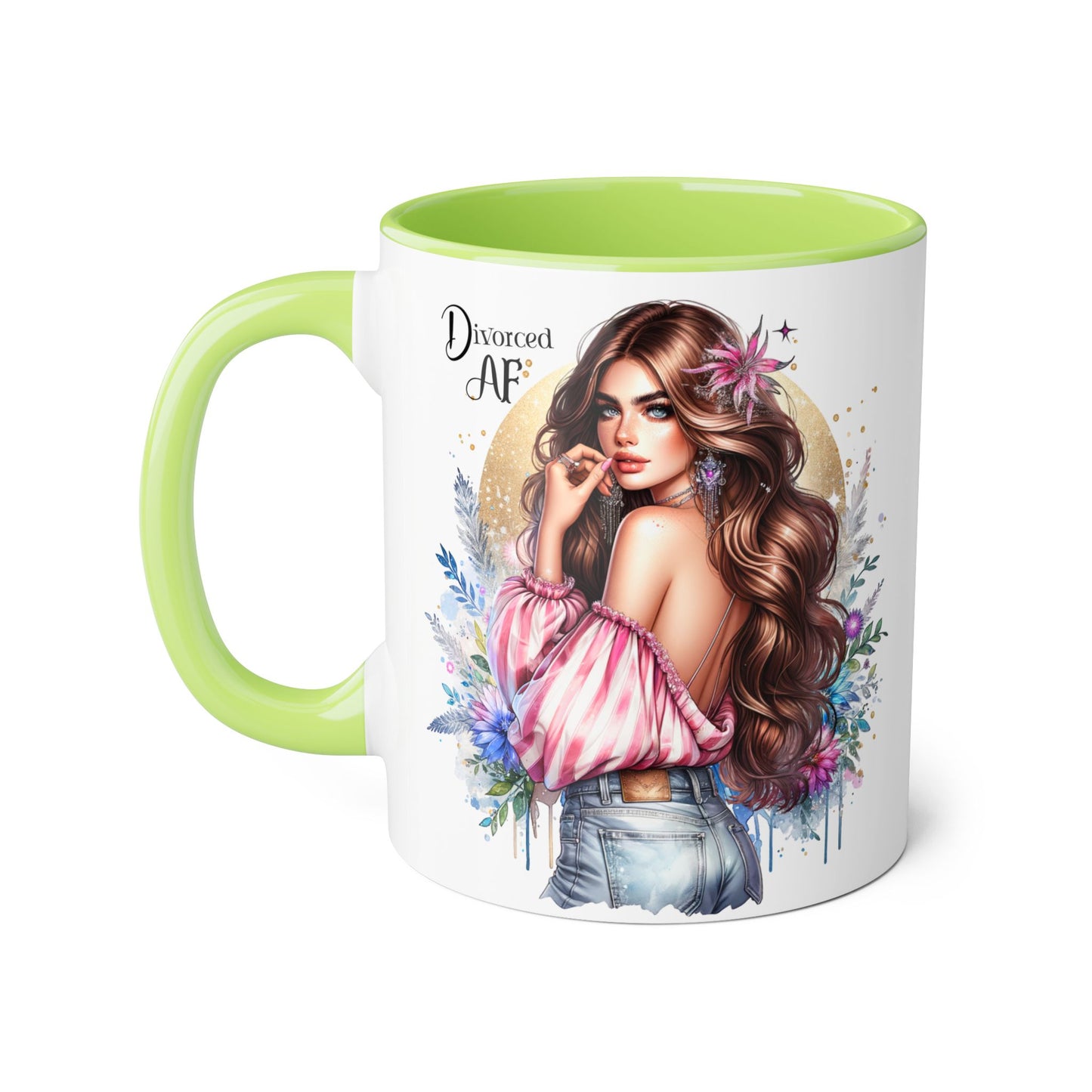 Empowered Diva Mug-Divorced AF, 11oz - Dreamy Floral Design, Perfect Gift for Divorced Friends, Birthday, Self-Care, Coffee Lovers