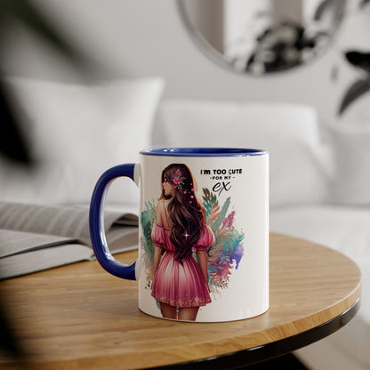 I'm Too Cute For My Ex Accent Mug featuring Cute Design for Sip and Style Lovers, Gift for Friends, Home Decor, Coffee Lovers, Tea Enthusiasts