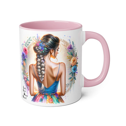 Artistic Accent Mug, Floral Coffee Cup, Unique Gifts for Her, Inspirational Drinkware, Love Yourself Mugs, Boho Style