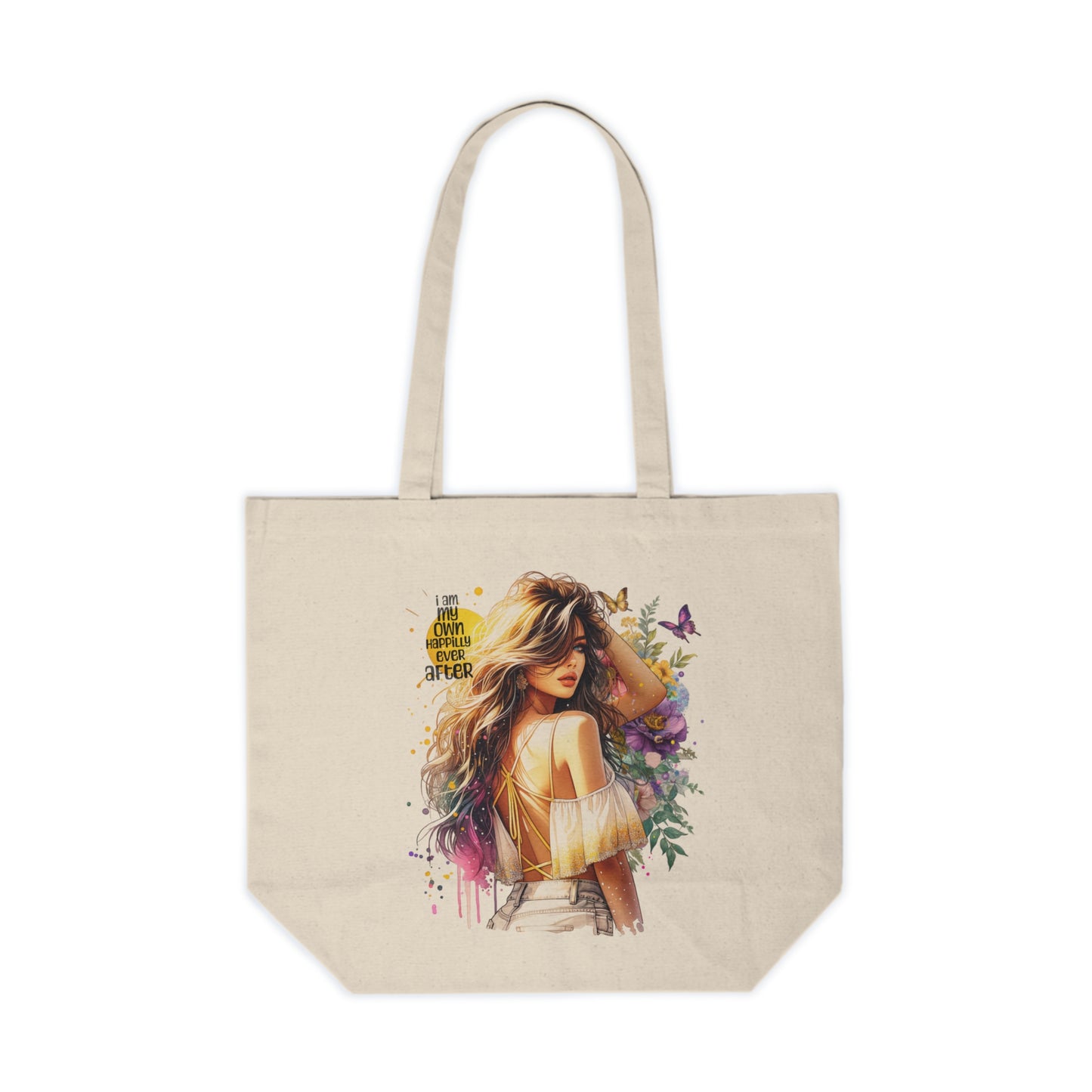 I Am My Own Happily Ever After  Stylish Canvas Shopping Tote - Eco-Friendly Market Bag, Boho Chic Tote, Everyday Carryall, Gift for Her, Reusable Grocery Bag