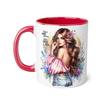 I Don't Make Mistakes, I Date Them Chic Floral Accent Mug - Perfect for Coffee Lovers, Gift for Friends, Home Decor, Birthday Present, Funny Tea Mug