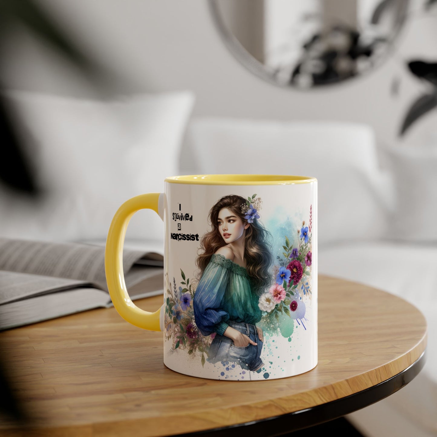 Survivor Accent Mug, Inspirational Gift Mug, Unique Art Coffee Cup, Self-Care Mug for Her, Perfect for Friendship, Recovery Gift