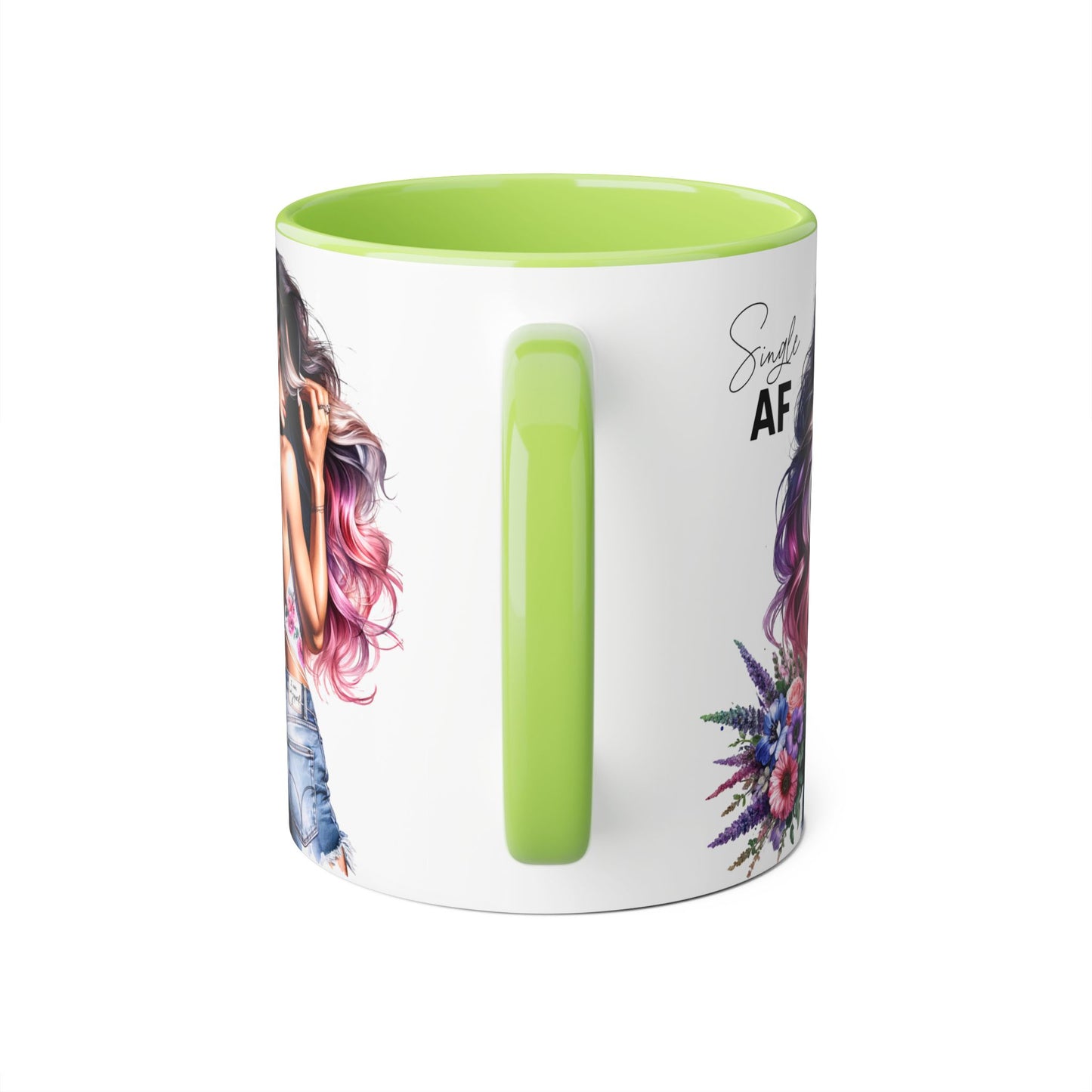 Single AF Bold Floral Single AF Accent Mug - Perfect for Coffee Lovers, Gifts for Her, Self-Care, Celebration, Home Decor