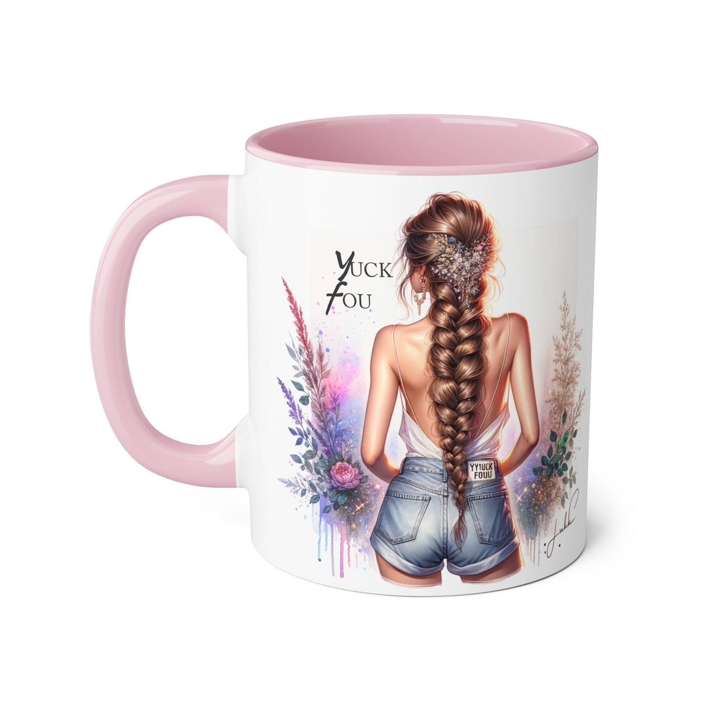 Yuck Fou Stylish Floral Accent Mug, Gift for Friends, Motivational Coffee Cup, Cute Home Decor, Art Lover's Mug, Perfect for Holidays