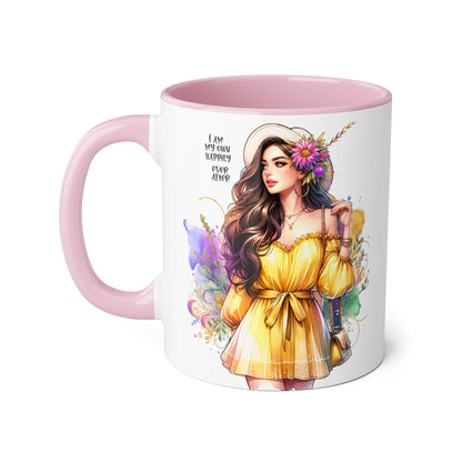 I Am My Own Happily Ever After Empowered Woman Accent Mug - 11oz Black Trim | Inspirational Coffee Cup | Perfect Gift for Friends & Self-Care