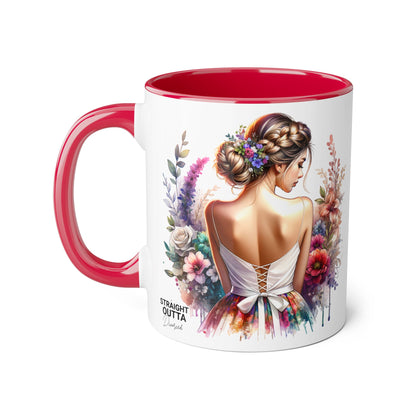 Straight Outta Divorced Humoristic Floral Art Mug, Personalized Gift Mug, Wedding Gift, Coffee Mug, Inspirational Mug, Colorful Accent Mug