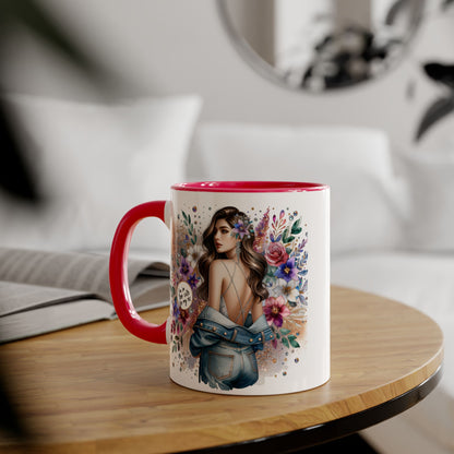 I'm Too Cute For My Ex Floral Accent Mug with Boho Design, Coffee Lover Gift, Tea Cup, Artful Beverage Holder, Personalized Drinkware