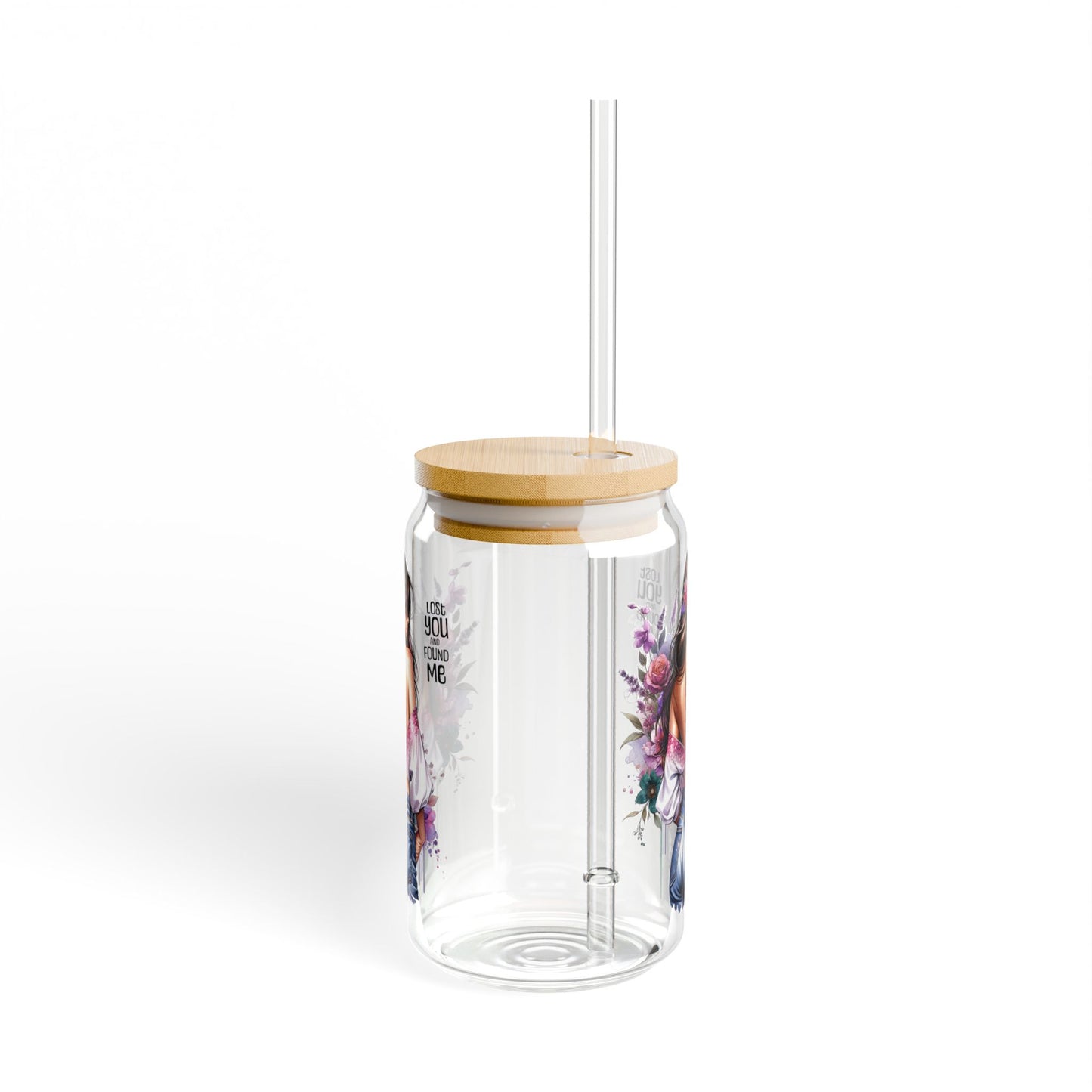 Lost You and Found Me Stylish Sipper Glass, 16oz | Trendy Drinkware for Home, Gifts, Summer Parties, Eco-Friendly, Floral Design