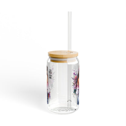 Lost You and Found Me Stylish Sipper Glass, 16oz | Trendy Drinkware for Home, Gifts, Summer Parties, Eco-Friendly, Floral Design