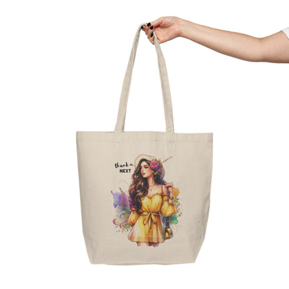 Thank U, Next Boho Chic Canvas Tote Bag with Floral Art, Reusable Grocery Tote, Eco-Friendly Bag, Beach Tote, Gift for Her