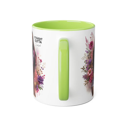 Straight Outta Divorced Humoristic Floral Portrait Accent Mug, Perfect Gift for Her, Coffee Lover, Home Decor, Stylish Drinkware, Mother's Day Gift, Inspirational Cup