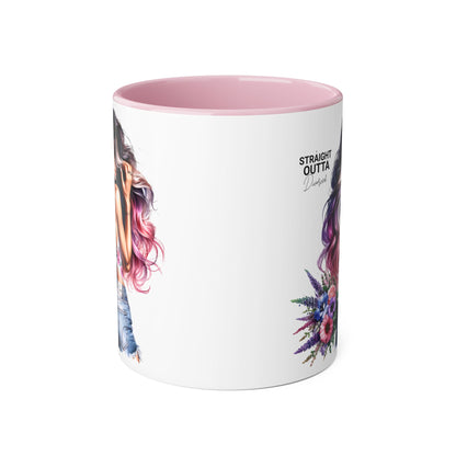 Straight Outta Divorced Humoristic Chic Accent Mugs for Trendy Coffee Lovers | Floral Design, Gifts for Her, Home Decor, Unique Kitchenware, Straight Outta Mug
