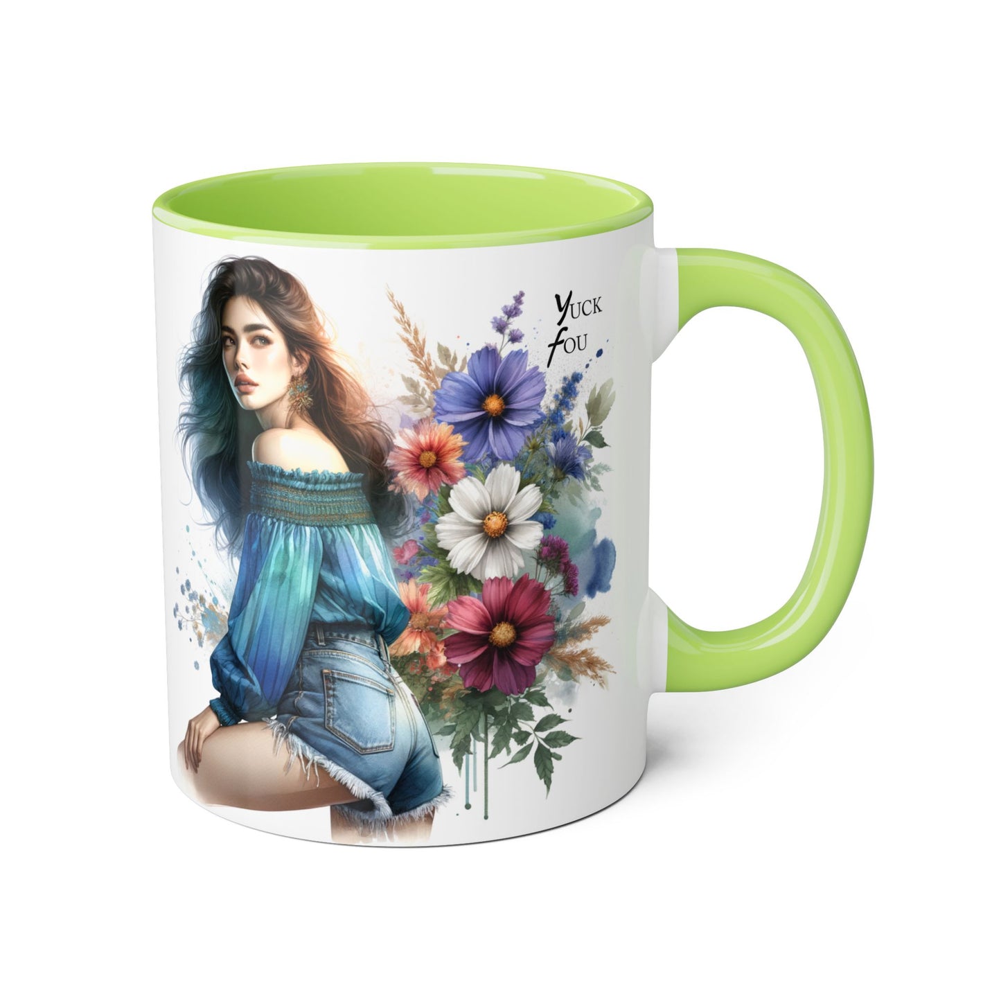 Bohemian Accent Mug - Yuck Fou Floral Design, Gift for Artists, Unique Coffee Cup, Home Decor, Stylish Drinkware