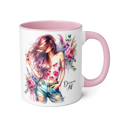 Diamond AF Floral Accent Mug - Stylish Coffee Cup, Great Gift for Her, Birthday, Friendship, Self-Care