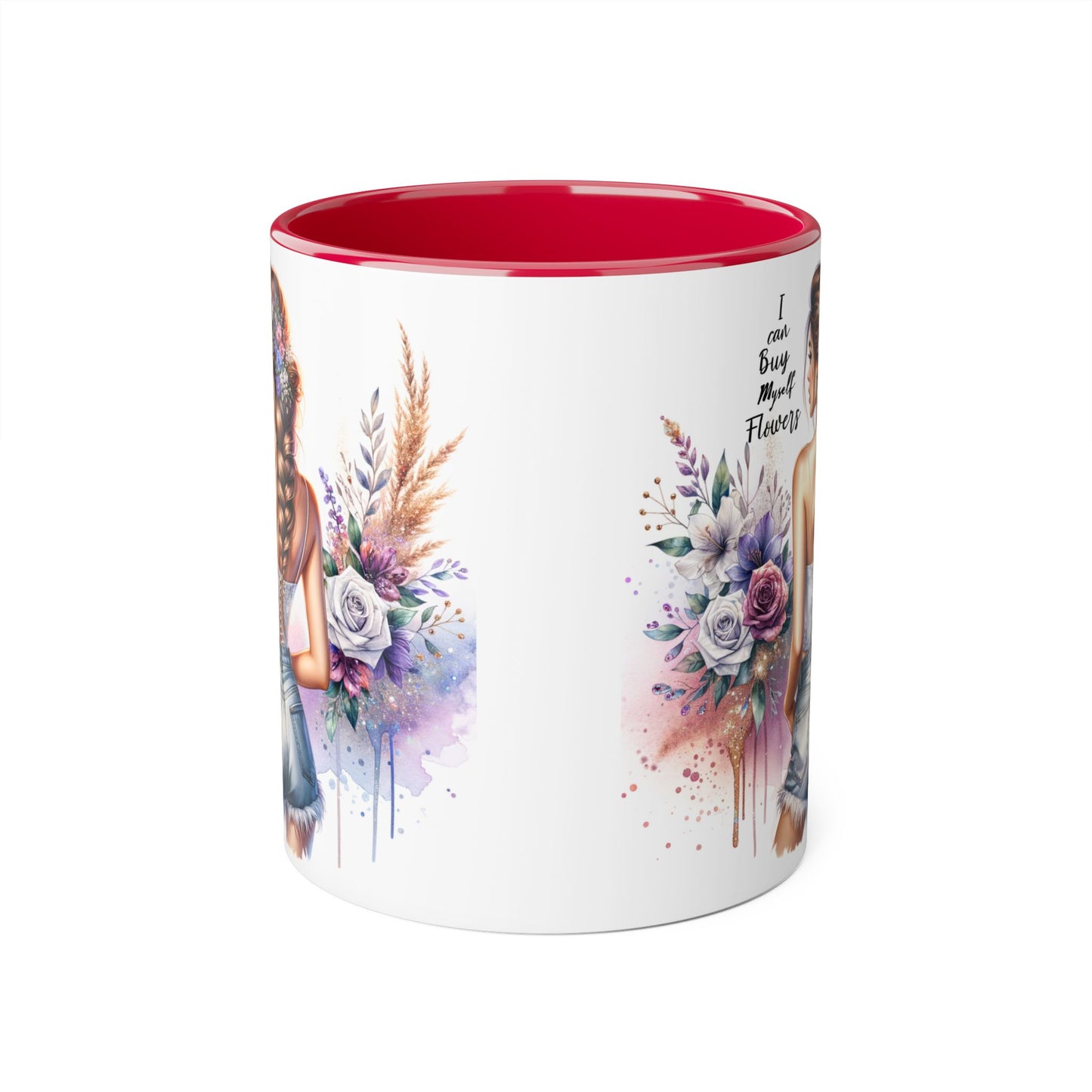 I Can Buy Myself Flowers Floral-Inspired Accent Mug, Boho Coffee Cup, Gift for Flower Lovers, Artful Drinkware for Special Occasions, Women's Inspirational Mug