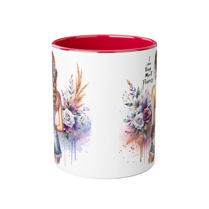 I Can Buy Myself Flowers Floral-Inspired Accent Mug, Boho Coffee Cup, Gift for Flower Lovers, Artful Drinkware for Special Occasions, Women's Inspirational Mug