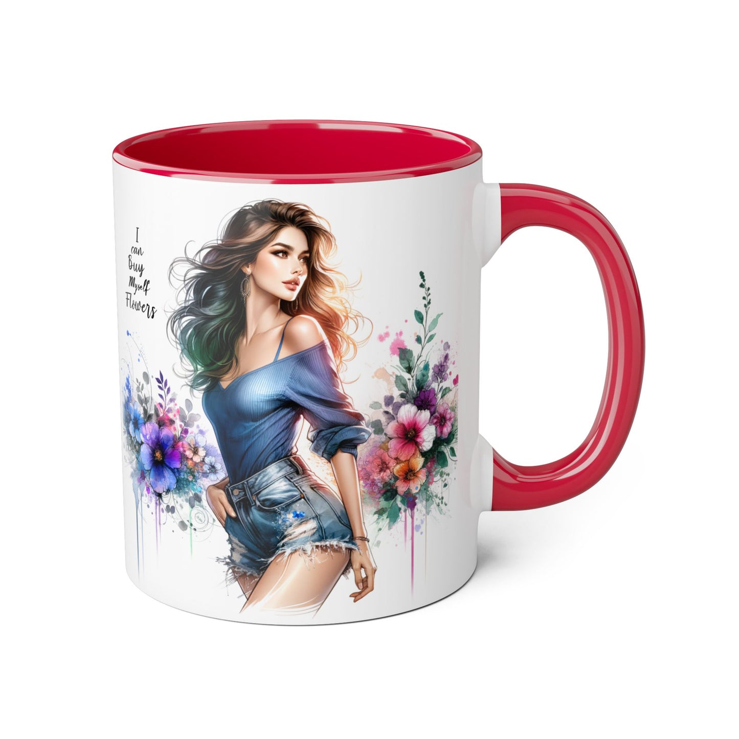 I Can Buy Myself Flowers Floral Twist Coffee Mug, Art Mug, Gift for Her, Creative Home Decor, Birthday Mug, Inspirational Drinkware, Busy with Flowers
