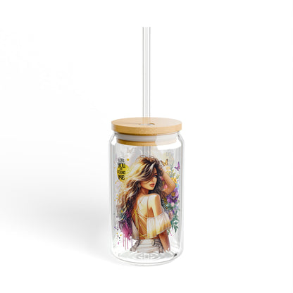 Lost You and Found Me Stylish Sipper Glass, 16oz - Floral Design Drinkware, Perfect for Summer Gatherings, Gift for Friends, Eco-Friendly, Home Decor