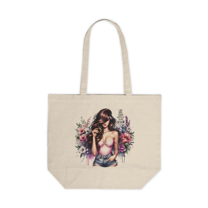 I Am My Own Happily Ever After  Chic Floral Canvas Tote Bag | Stylish Shopper | Eco-Friendly Tote | Gift for Her | Summer Outing Bag | Motivational Quote
