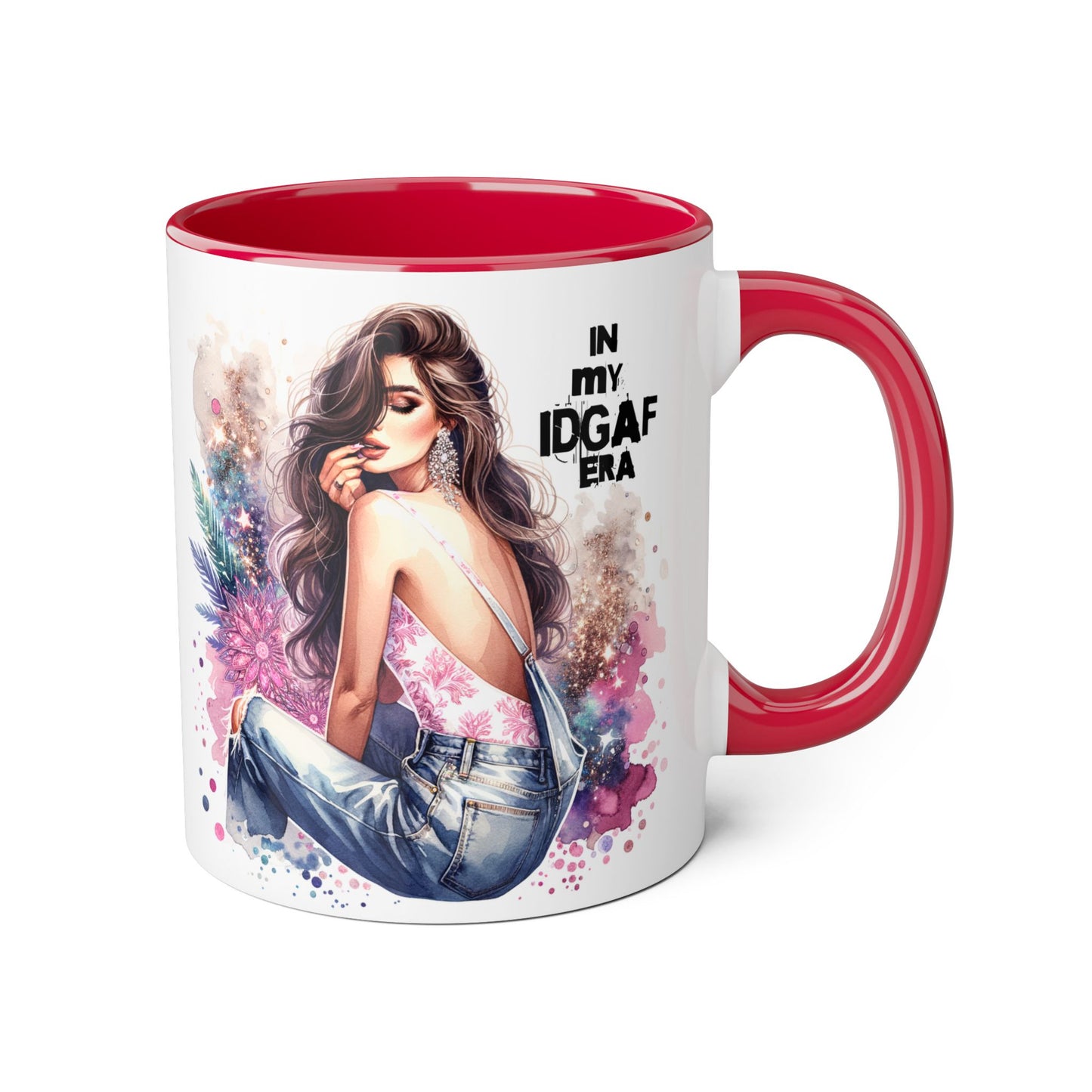 Stylish IDGAF Era Accent Mug, Empowering Gift for Her, Cute Coffee Cup, Trendy Drinkware, Funny Quote Mug, Perfect for Gifting