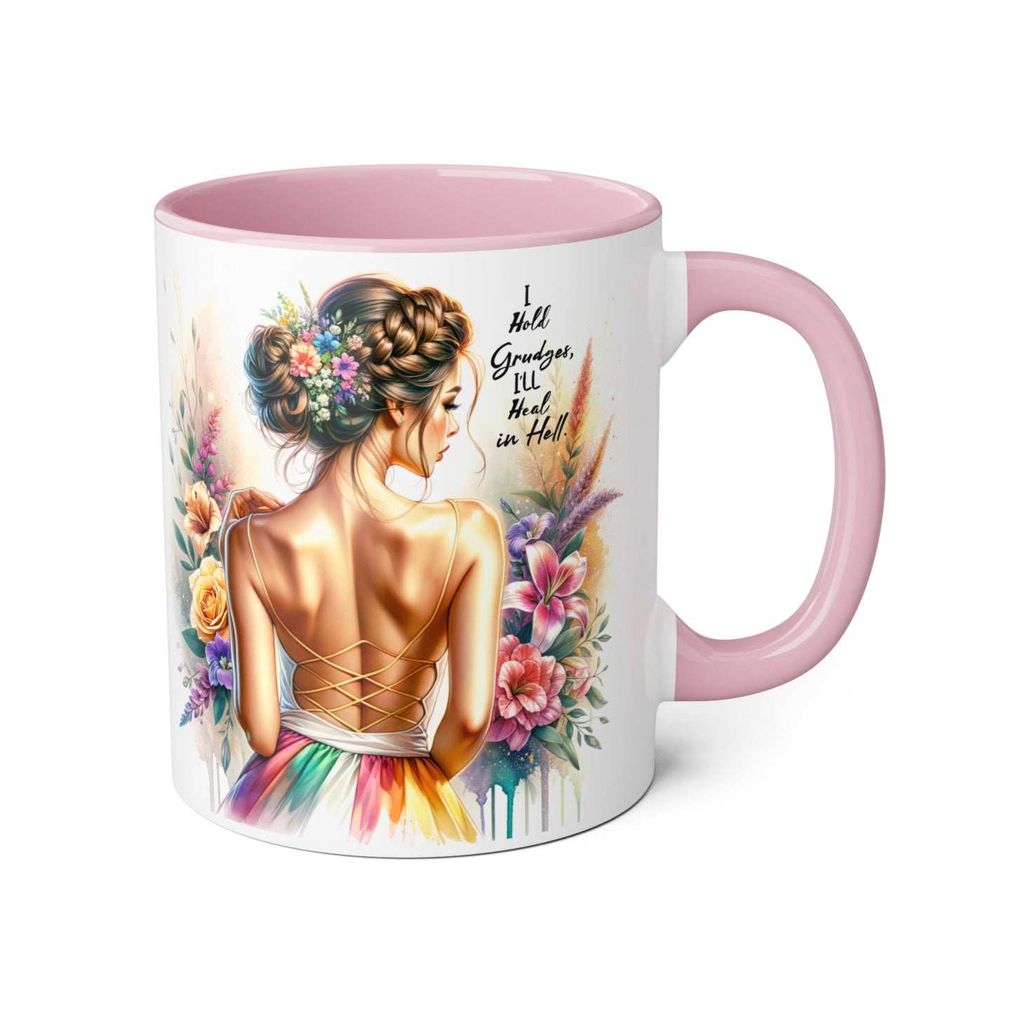I Hold Grudges, I'll Heal in Hell Elegant Floral Accent Mug for Tea Lovers, Perfect Gift for Grandmas, Inspirational Coffee Mug, Home Decor, Mother's Day