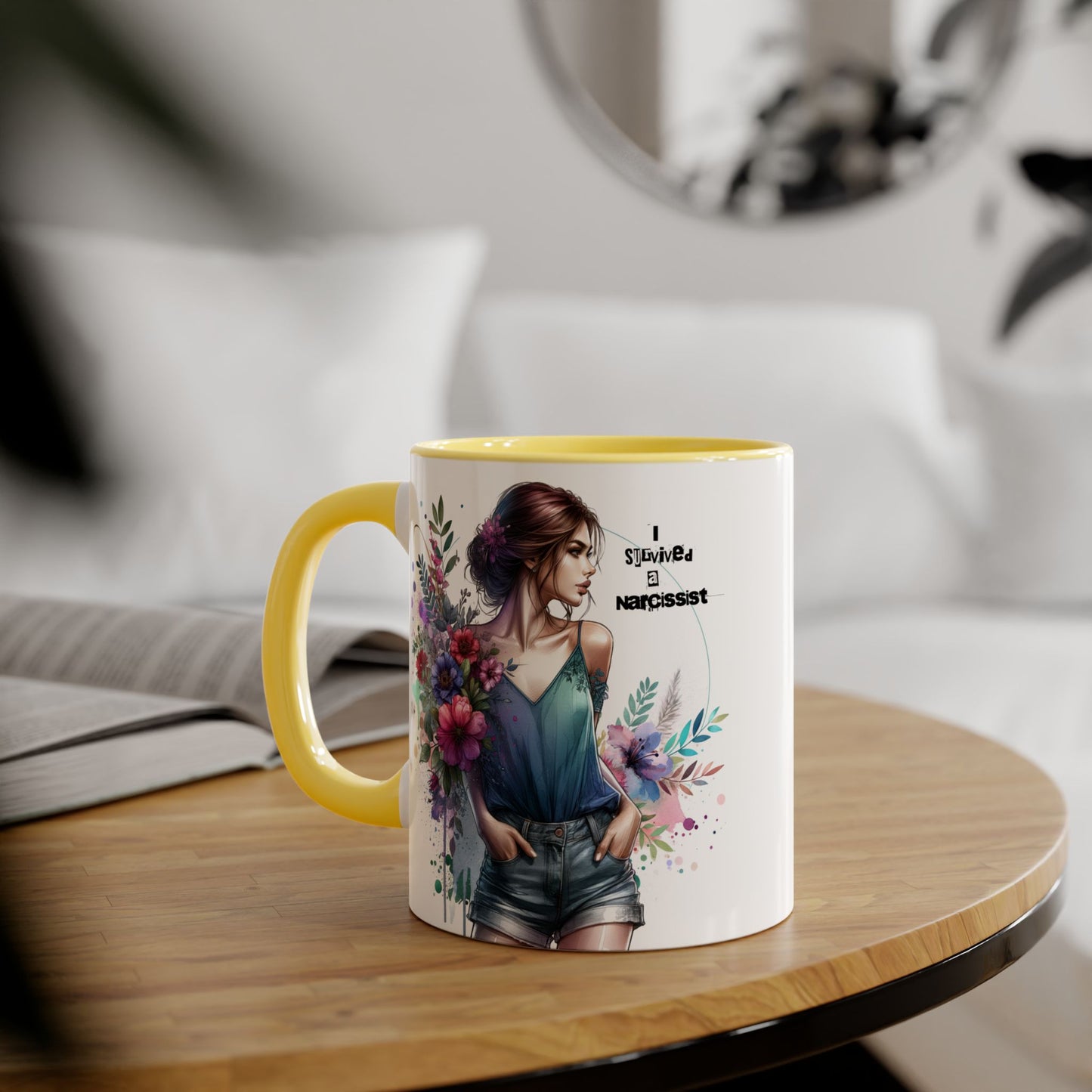 Floral Art Accent Mug - Stay Wild & Nameless, Bohemian Coffee Cup, Floral Gift for Her, Unique Home Decor, Mug for Tea Lovers