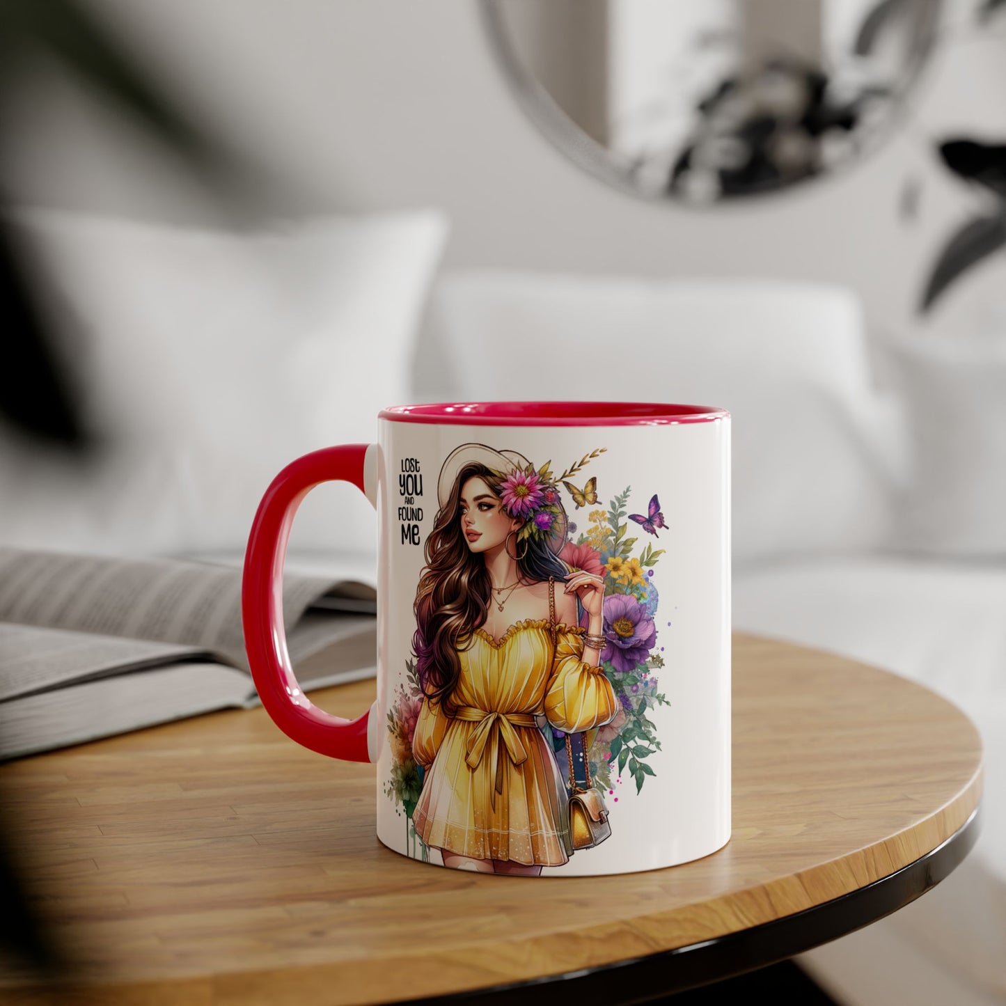 Lost You and Found Me Whimsical Floral Accent Mugs - Unique Coffee Cup, Perfect Gift for Her, Tea Lover, Home Decor, Birthday, Mother's Day