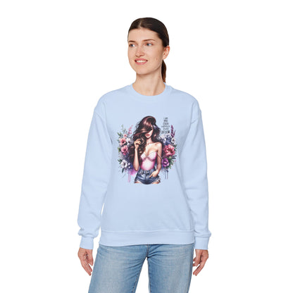 I Am My Own Happily Ever After  Floral Goddess Crewneck Sweatshirt, Cozy Women's Apparel, Boho Style, Gift for Her, Trendy Sweatshirt, Chic Layering Piece