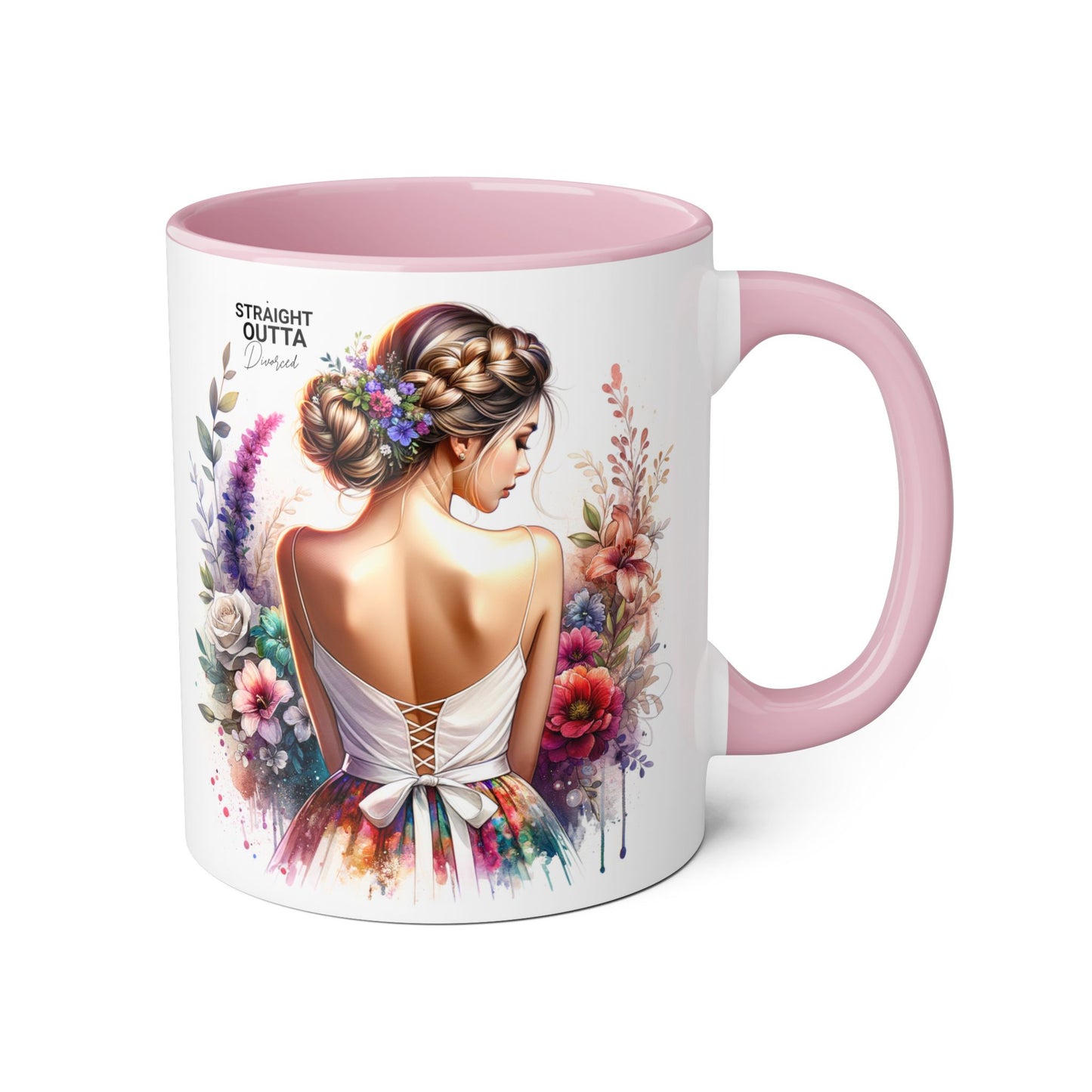 Straight Outta Divorced Humoristic Boho Floral Accent Mug, Inspirational Gift, Coffee Lover's Cup, Unique Art Mug, Straight Outta Beautiful, Personalized Drinkware
