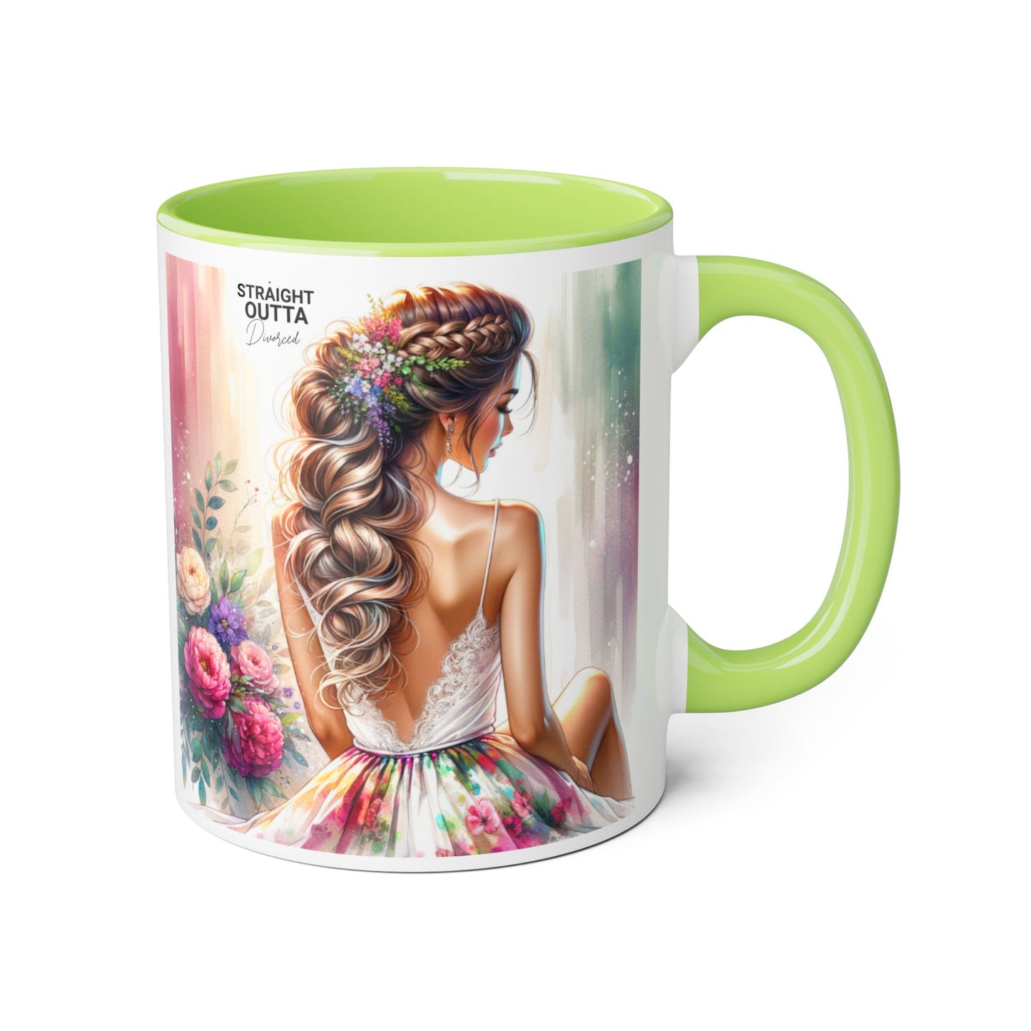 Straight Outta Divorced Humoristic Elegant Floral Accent Mug, Artistic Coffee Cup, Gift for Her, Home Decor, Tea Lover's Mug, Birthday Gift Idea, Wedding Favor