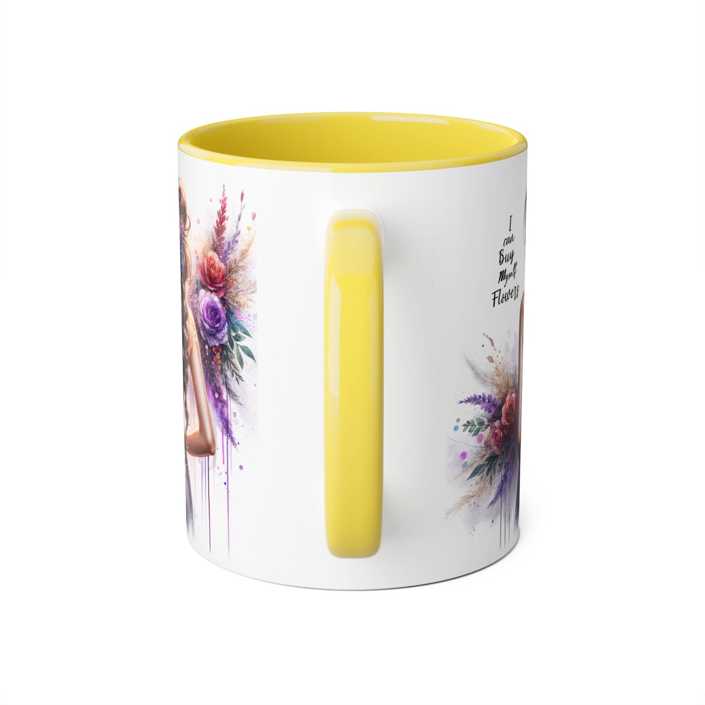 I Can Buy Myself Flowers Floral Artwork Accent Mug, Gift for Flower Lovers, Inspirational Coffee Cup, Unique Home Decor, Mother's Day Present