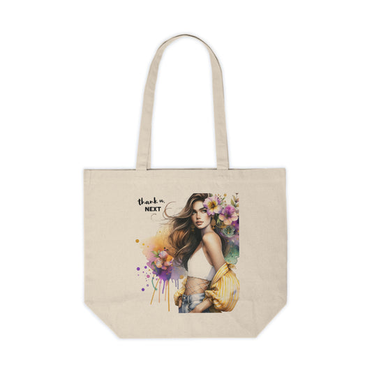 Thank U, Next Chic Canvas Tote Bag with Floral Design - Perfect for Shopping, Beach, Gifts, Eco-Friendly Bag, Everyday Use