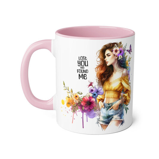 Lost You and Found Me Floral Inspiration Mug, Coffee Lover Gift, Artful Decor, Unique Birthday Present, Spring Vibes, Inspirational Quote