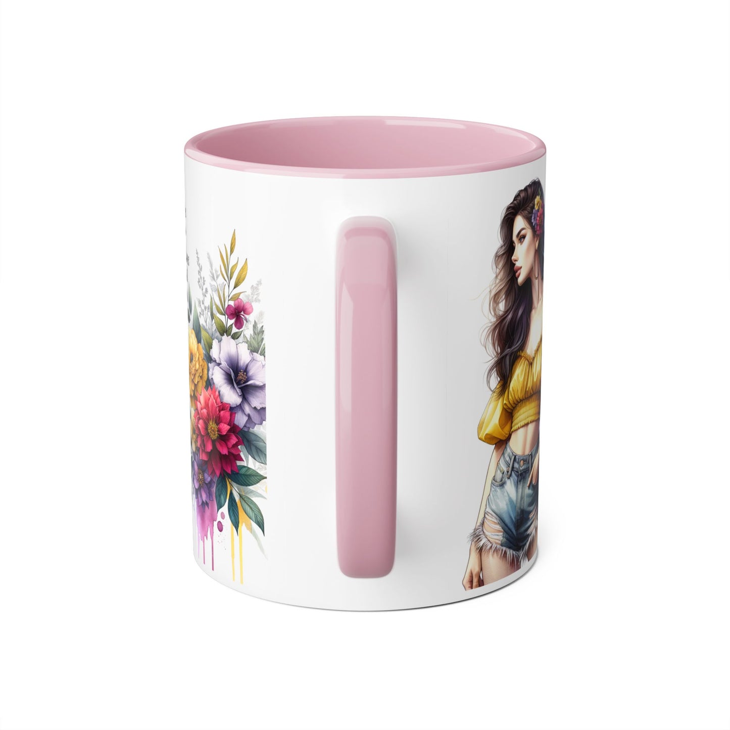 Boho Floral Accent Mug, Stunning Gift for Tea Lovers, Home Decor, Coffee Lover's Gift, Birthday Present, Art Print Mug