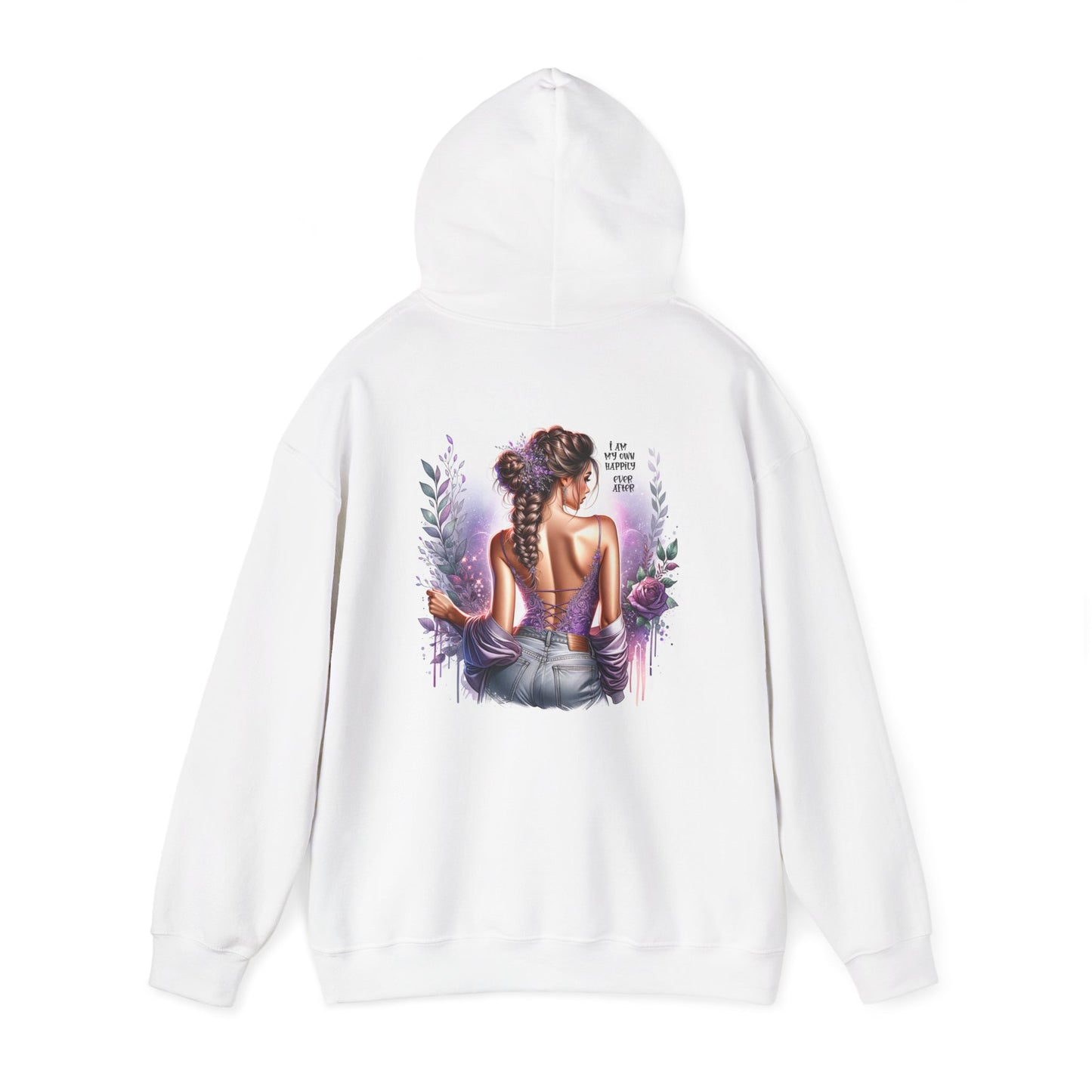 I Am My Own Happily Ever After Inspirational Art Hoodie - Unisex Heavy Blend™ Hooded Sweatshirt with Unique Floral Design