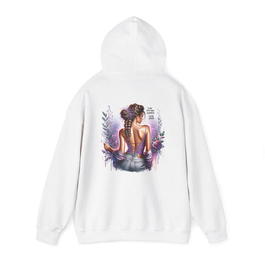 I Am My Own Happily Ever After Inspirational Art Hoodie - Unisex Heavy Blend™ Hooded Sweatshirt with Unique Floral Design