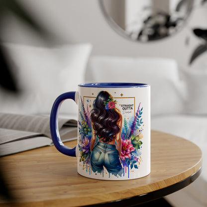 Straight Outta Divorced Humoristic Vibrant Floral Mug for Coffee Lovers, Straight Outta, Gift for Her, Inspirational Drinkware, Perfect for Birthdays, Celebrations