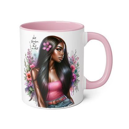 I Hold Grudges, I'll Heal in Hell  Humoristic Floral Portrait Coffee Mug - Perfect Gift for Her, Stylish Home Decor, Inspirational Quote, Unique Tea Cup, Birthday Treat