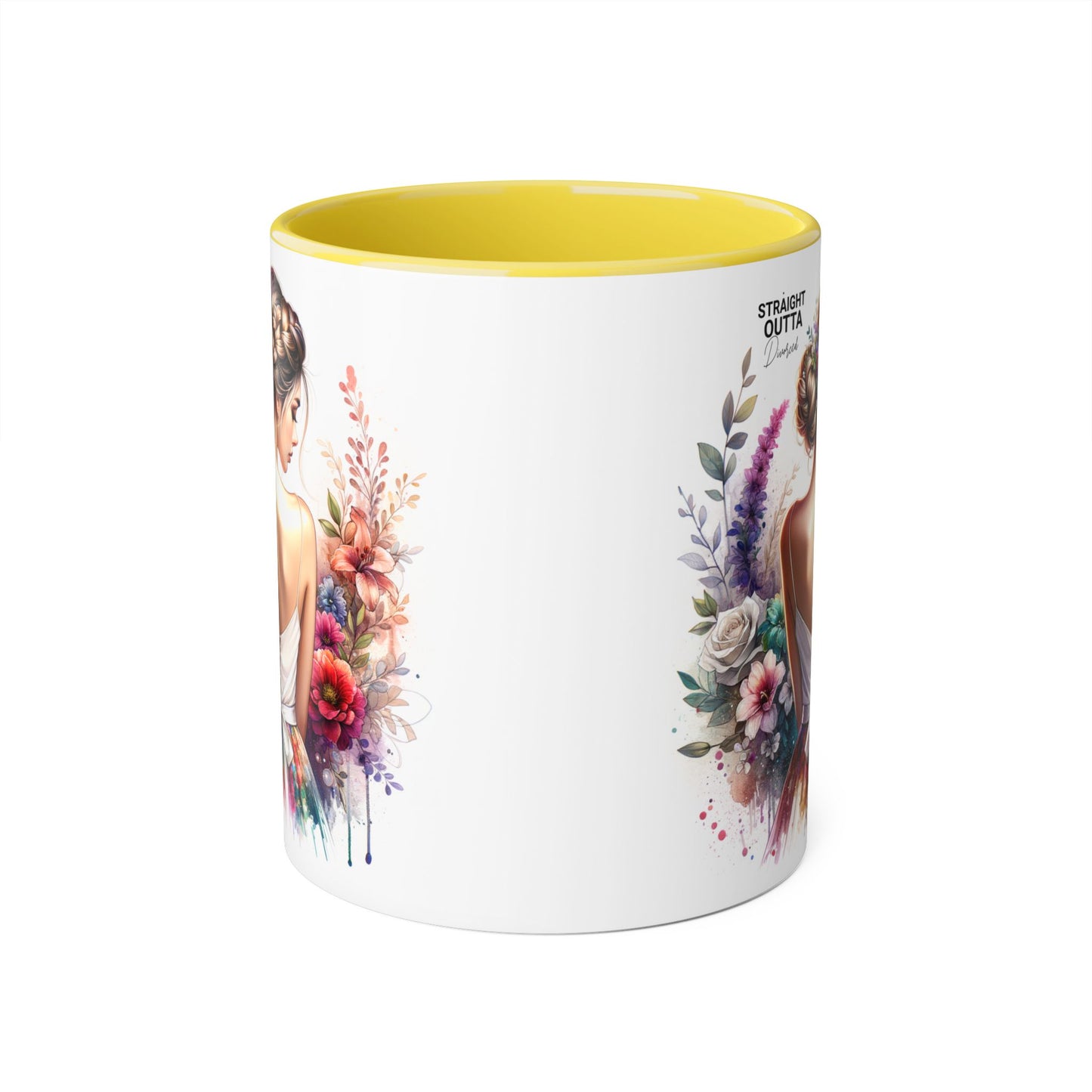 Straight Outta Divorced Humoristic Boho Floral Accent Mug, Inspirational Gift, Coffee Lover's Cup, Unique Art Mug, Straight Outta Beautiful, Personalized Drinkware