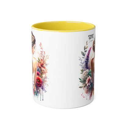 Straight Outta Divorced Humoristic Boho Floral Accent Mug, Inspirational Gift, Coffee Lover's Cup, Unique Art Mug, Straight Outta Beautiful, Personalized Drinkware