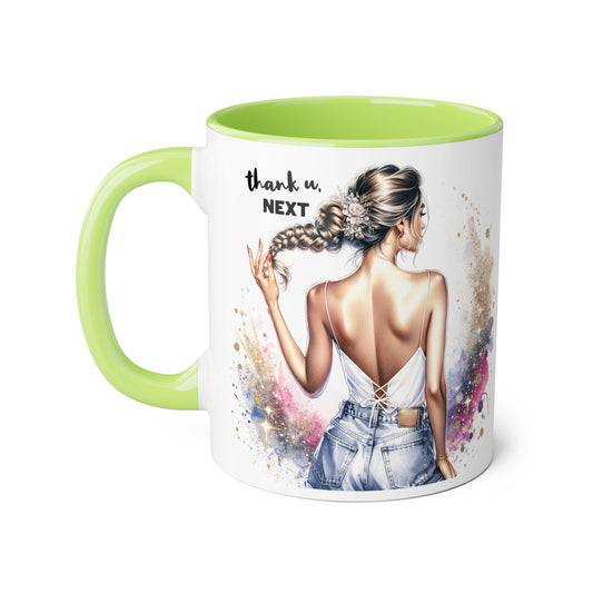 Chic Gratitude Coffee Mug, Thank U Next Mug, Inspirational Gift, Black Handle Accent Mug, Feminine Decor, Coffee Lovers Gift