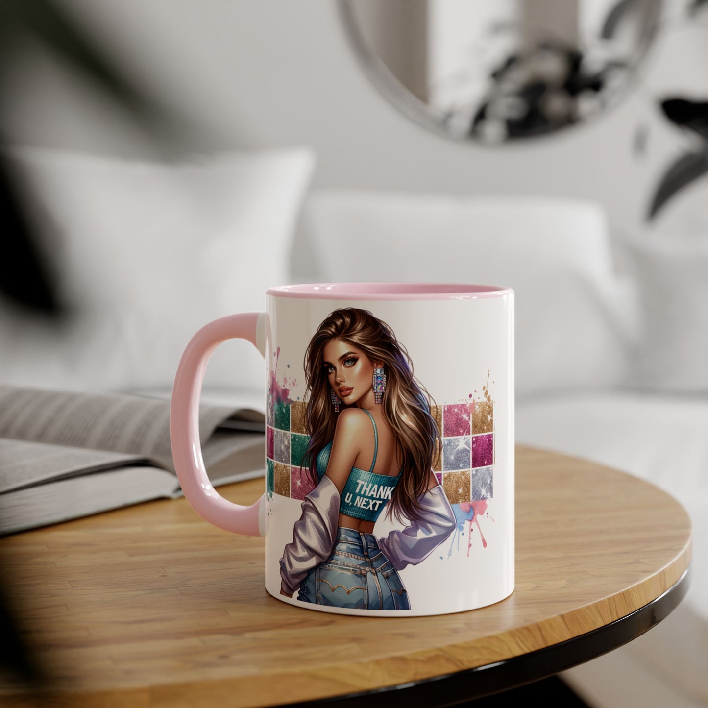 Thank U, Next Chic Coffee Mug, Trendy Drinkware, Stylish Gift for Her, Art-Inspired Accent Mug, Perfect for Birthdays, Home Decor, Coffee Lover