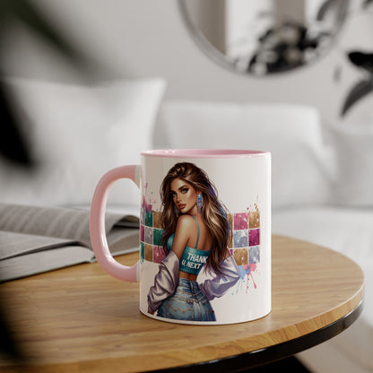 Thank U, Next Chic Coffee Mug, Trendy Drinkware, Stylish Gift for Her, Art-Inspired Accent Mug, Perfect for Birthdays, Home Decor, Coffee Lover