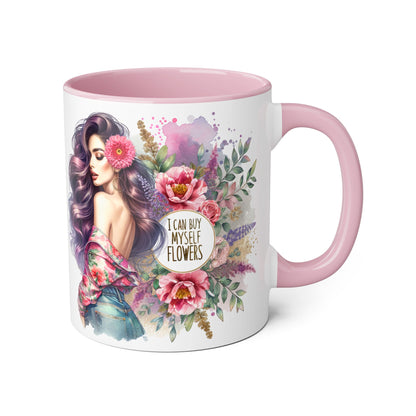 I Can Buy Myself Flowers Floral Inspiration Mug, Unique Gift for Her, Coffee Cup, Self-Care Item, Beautiful Floral Design