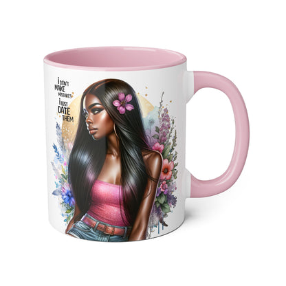 I Don't Make Mistakes, I Date Them Gorgeous Floral Accent Mugs | Perfect Gift for Coffee Lovers | Stylish Home Decor | Unique Birthday, Anniversary, or Just Because Gift