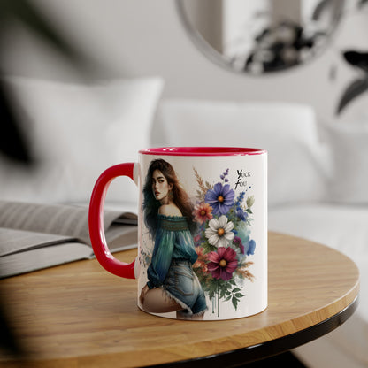 Bohemian Accent Mug - Yuck Fou Floral Design, Gift for Artists, Unique Coffee Cup, Home Decor, Stylish Drinkware