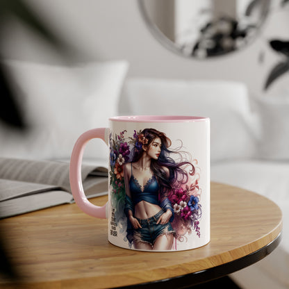 I Am My Own Happily Ever After Whimsical Floral Accent Mug - Perfect for Tea Lovers, Gift for Her, Custom Drinkware, Creative Home Decor, Inspirational Coffee Cup
