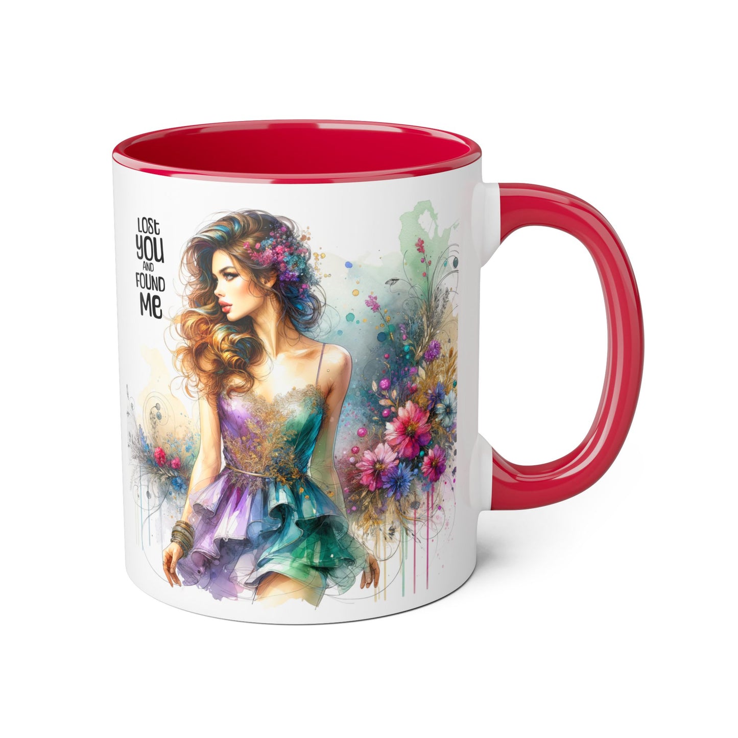 Lost You and Found Me Colorful Floral Accent Mug, Vibrant Art Coffee Cup for Flower Lovers, Inspirational Gift for Mother's Day, Chic Drinkware