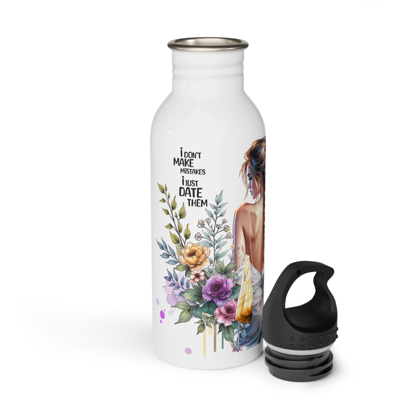 Floral Stainless Steel Water Bottle - "I Don't Make Mistakes, I Date Them" Quote, Eco-Friendly Drinkware, Summer Hydration, Gift for [...]